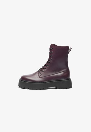 LEATHER - Kotníkové boty na platformě - bordeaux