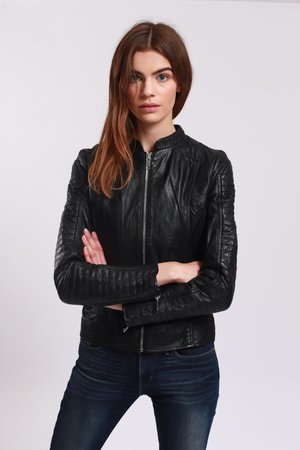 LAILA - Leather jacket - black