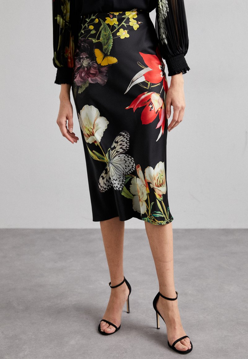 Alice + Olivia MAEVE MIDLENGTH SLIP SKIRT - Falda de tubo - black