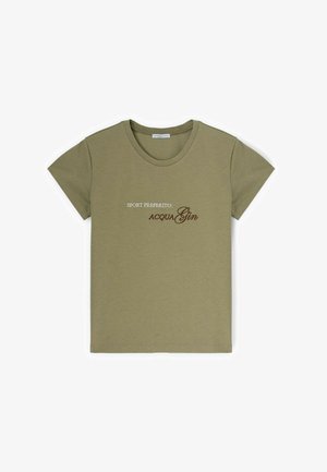 Motivi, T-SHIRT CON SCRITTA RICAMATA - T-Shirt print - verde militare
