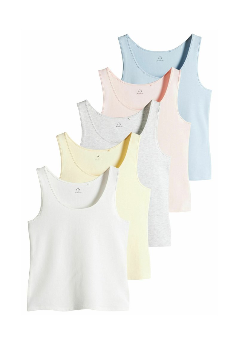THE SET SCOOP NECK 5 PACK - REGULAR FIT - Top - pale pink grey marl yellow white blue