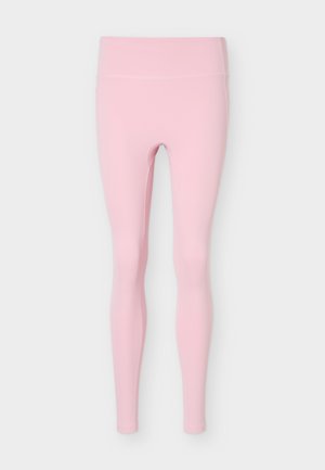 Mekane ružičaste besšivne tajice s visokim strukom i glatkim završetkom, dizajnirane za uski kroj i potpunu pokrivenost nogu.