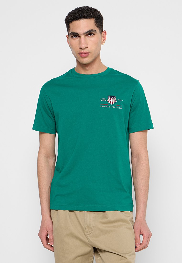 Gant T-shirt print donkergroen