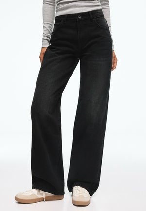 Bershka, STRAIGHT WIDE HIGH WAIST- JEANS - Wide Leg - black