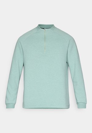 Φούτερ σε ανοιχτό πράσινο χρώμα με μακριά μανίκια, γιακά με φερμουάρ στη μέση, ριμπ μανσέτες και υφασμάτινο μοτίβο με υφή.