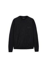 Μαύρο φούτερ από βαμβάκι με στρογγυλή λαιμόκοψη, μακριά μανίκια και διακριτικό λογότυπο τυπωμένο στο μπροστινό μέρος. Ριμπ μανσέτες και τελείωμα.