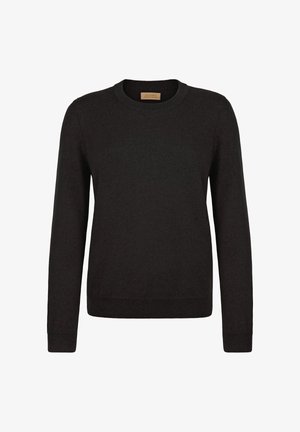 Svart pullovertröja i mjukt material, med rund halsringning, långa ärmar och ribbad nederkant och ärmslut.