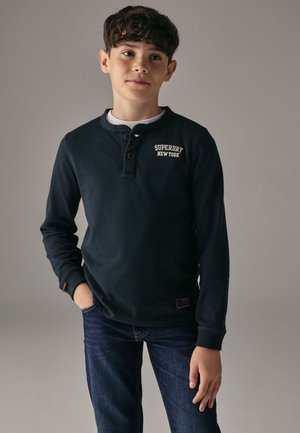 REGULAR FIT - LONG SLEEVE HENLEY  - Langærmet T-shirt - black