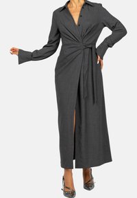 Riyiper 2 Abiti Casual Donna Maniche Lunghe - Plissettati Con Tasche, Vestibilità Ampia, Lunghezza Al Ginocchio, Nero E Grigio Chiaro, Taglie S-XXL