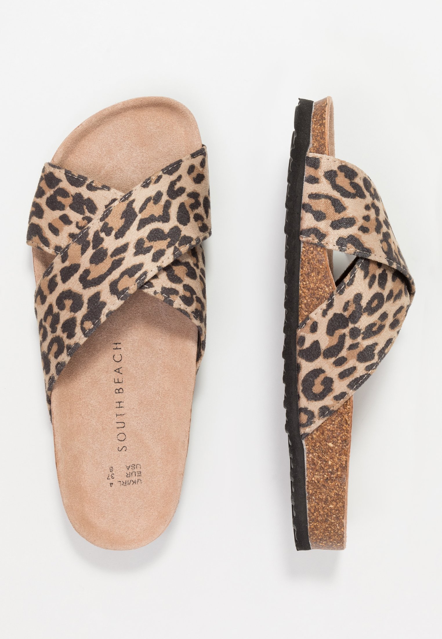 animal print slides mules