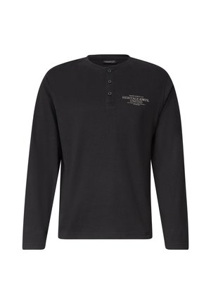 Street One MEN, ANGERAUTES HENLEYSHIRT MIT PRINTDETAIL - T-shirt à manches longues - basic black