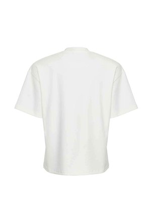 Biały, krótkorękawowy T-shirt o luźnym kroju. Prosty design, bezszwowy okrągły kołnierz i gładka faktura. Brak widocznych wzorów ani akcentów.