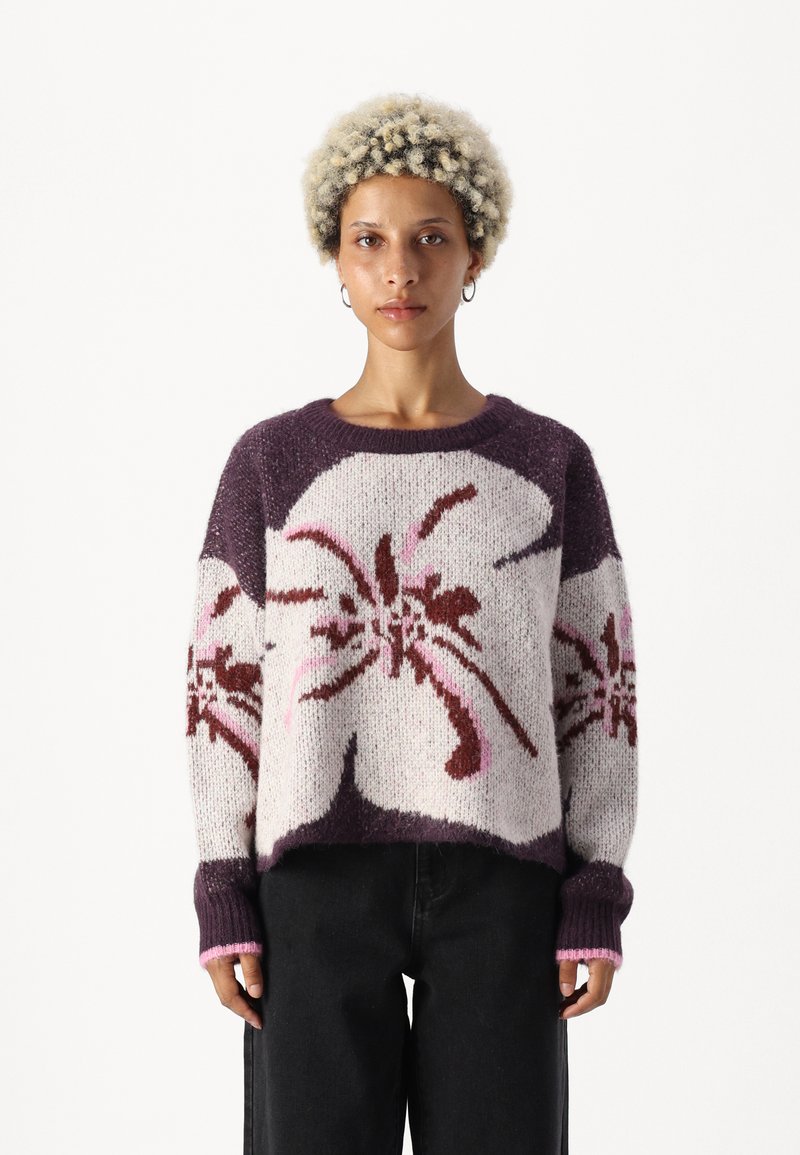 Vero Moda Petite VMMADISON  - Pulover - plum perfect/birch /fired brick/fuchsia pink