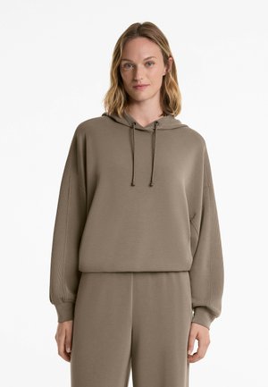 SOFT-TOUCH BOXY WITH RIB DETAIL - Mikina s kapucňou - brown