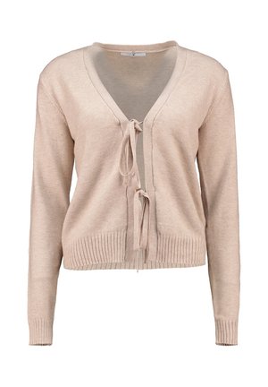 MIT BINDEBÄNDERN UND V AUSSCHNITT  - Strickjacke - beige