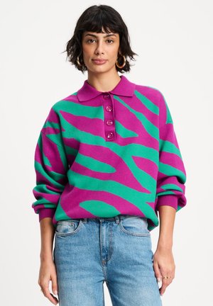 POM Amsterdam, PULLOVER - POLO ANIMAL PURPLE - Trui - green purple