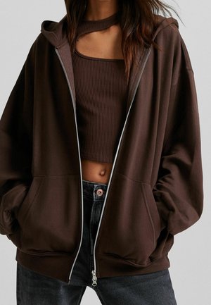 Sweater met rits - brown