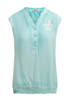Soccx, SOCCX BLUSENTOP MIT GESMOKTEM SAUM UND RÜCKENPRINT - Bluse - aqua splash