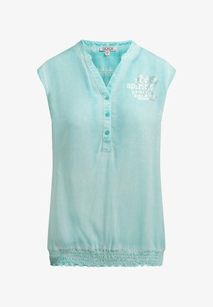 Soccx, SOCCX BLUSENTOP MIT GESMOKTEM SAUM UND RÜCKENPRINT - Bluse - aqua splash