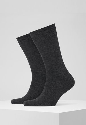 Grau, knielange Socken aus weichem, strapazierfähigem Stoff. Mit einem gerippten Bündchen und einer glatten Oberfläche sowie einem abgerundeten Zehendesign.