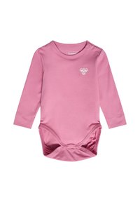 Langsleeve roze bodysuit van zachte katoen, met een ronde halslijn, drukknoopsluiting aan de onderkant en een klein logo op de borst.