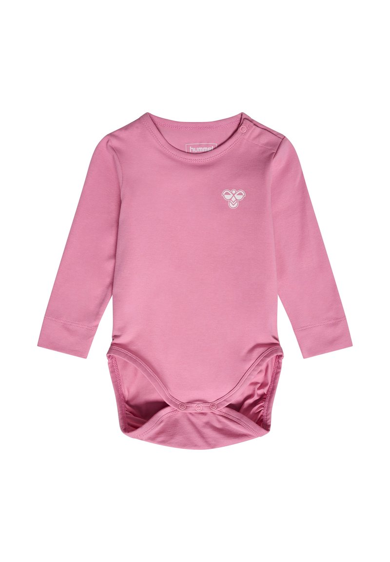 Langsleeve roze bodysuit van zachte katoen, met een ronde halslijn, drukknoopsluiting aan de onderkant en een klein logo op de borst.