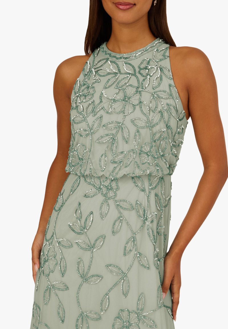 slim fit dress slacks Adrianna Papell Strapless Metallic Jacquard Column Gown