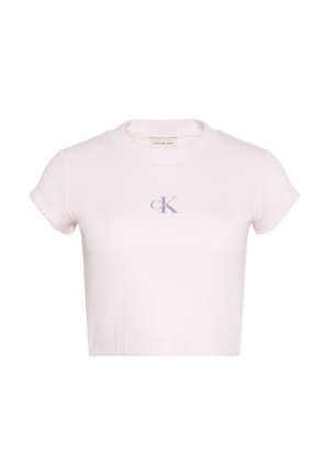Calvin Klein Jeans, MONOLOGO BABY RIB TEE, jasnoróżowy