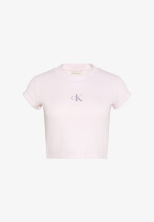 Calvin Klein Jeans, MONOLOGO BABY RIB TEE, jasnoróżowy