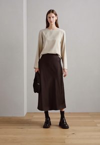 Lindex MARIA - A-linjekjol - dark brown
