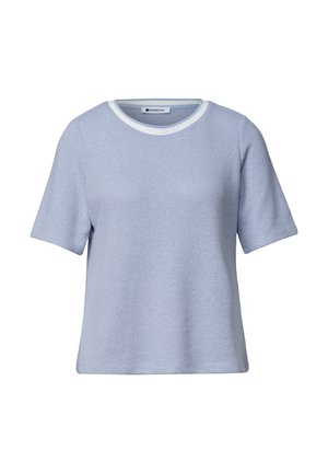 Street One, KNIT-LOOK T-SHIRT WITH ROUND NECK - T-shirt basique - whispery blue