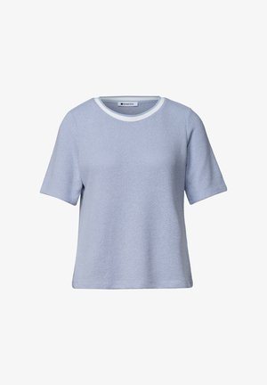 Street One, KNIT-LOOK T-SHIRT WITH ROUND NECK - T-shirts basic - whispery blue