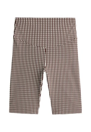 OYSHO, COMFORTLUX HIGH-RISE 20CM GINGHAM BIKER LEGGINGS - Legging (type pantalon) - brown
