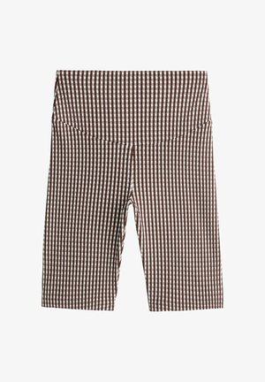 OYSHO, COMFORTLUX HIGH-RISE 20CM GINGHAM BIKER LEGGINGS - Legging (type pantalon) - brown