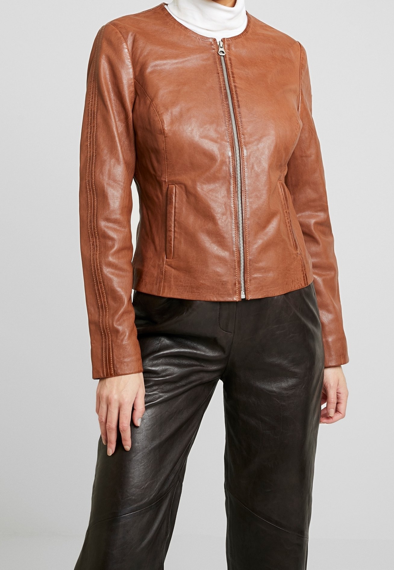 Gipsy by Mauritius Veste en cuir cognac (Seconde main) ZALANDO