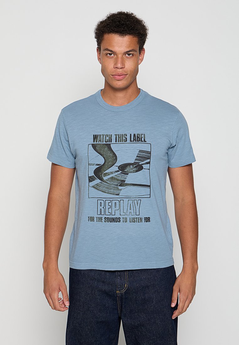 Replay T-shirt print blauw