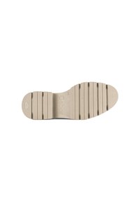 Beige rubberen loopzool met horizontale groeven voor grip, gemarkeerd met de merknaam "Gabor" en maat "4½." Vlak ontwerp, gladde textuur.