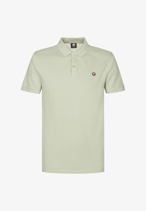Lysgrøn polo t-shirt lavet af bomuld, med en to-knaps placket, korte ærmer, og et lille broderet logo på brystet.