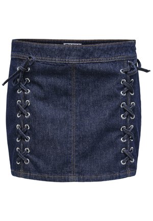 ONLY, ONLELVIRA MINI SKIRT TIE - Μίνι φούστα - dark blue denim rinsewash