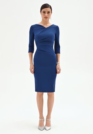 TUBINO CON SCOLLO INCROCIATO  - Robe en jersey - blue