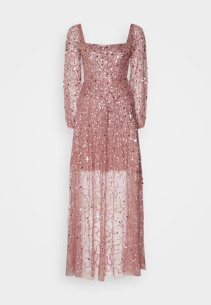 LANTERN SLEEVE ALL OVER EMBELLISHED BABYDOLL MAXI - Robe de cocktail - rose
