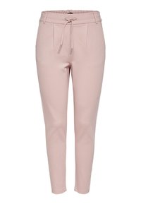 Ljust rosa avsmalnade sweatpants med elastisk midja och dragsko framtill, designade för avslappnad användning.