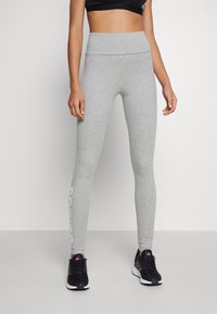 adidas Sportswear - ESSENTIALS HIGH WAIST LOGO LEGGINGS - Leggings - medium grey heather/white Thumbnail Image 1