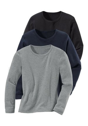 H.I.S, 3 PACK - Long sleeved top - schwarz grau meliert marine
