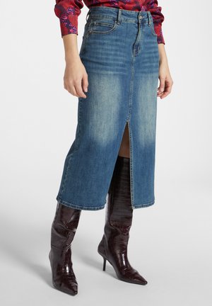 CON SPACCHI - Jeansrock - blu