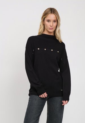 INFLUENCER, INFLUENCER PULLOVER SILVER-TONE BUTTONS PULLOVER - Maglione - black
