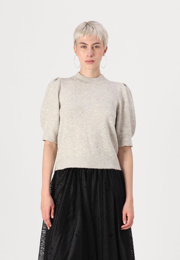 JDYRUE LIFE PEARL - Print T-shirt - beige