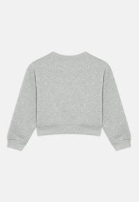 Γκρι κοντή μπλούζα από μαλακό ύφασμα. Διαθέτει μακριά μανίκια, στρογγυλή λαιμόκοψη και ελαστικές μανσέτες. Ομαλή υφή με ελάχιστες ραφές.