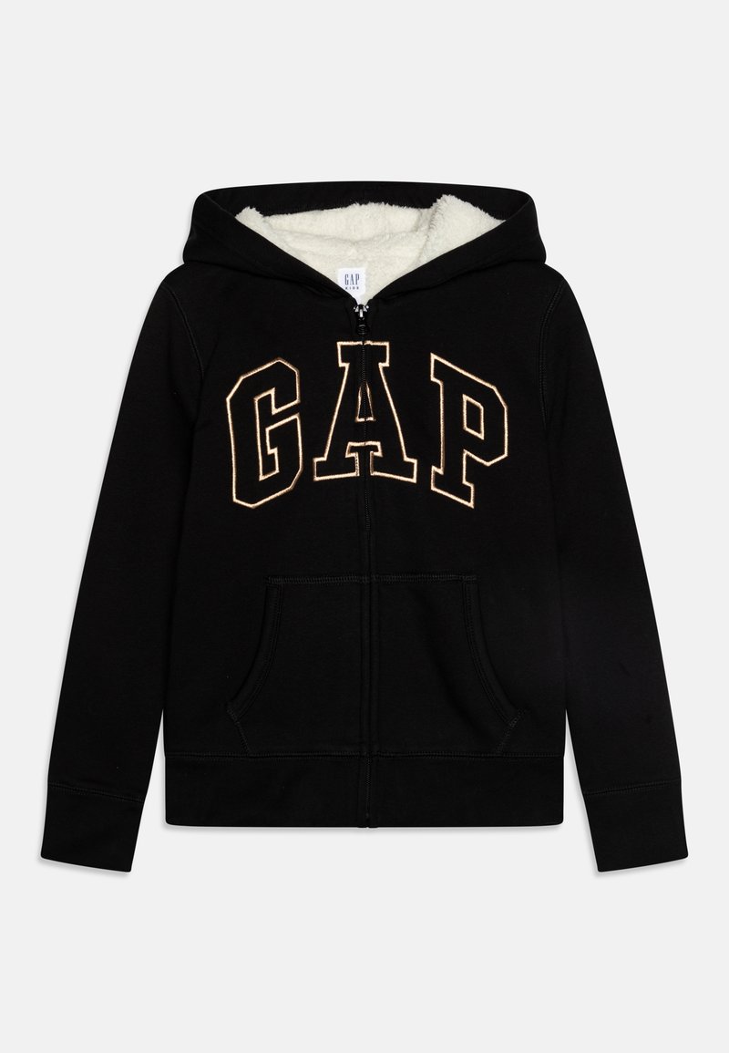 GAP LOGO GIRLS - Cipzáras pulóver - true black
