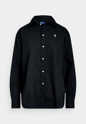 OVERSIZE FIT COTTON TWILL SHIRT - Bluza z gumbi - black